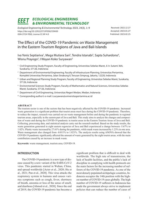 Pdf The Effect Of The Covid Pandemic On Waste Management In The