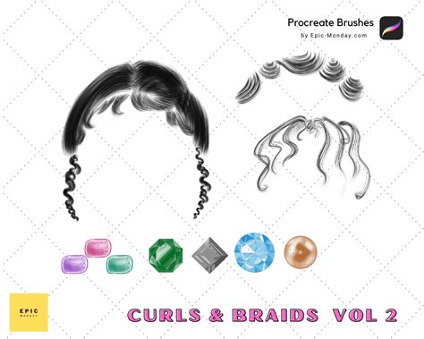 30 Curly Hair And Braids Procreate Essential Brushes Digital Etsy