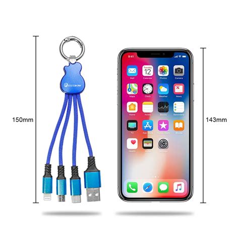 Multi 3 In 1 Keychain Charging Cable Micro Usb Type C Ios Port Charger