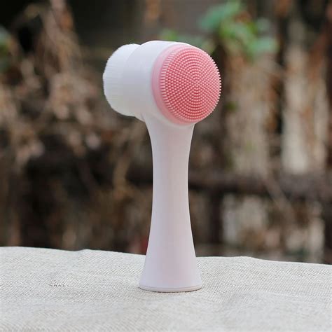 3d face cleaning washing vibration massage brush double side silicone facial cleanser exfoliator
