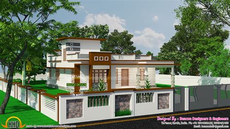 Flat Roofed Small Budget Villa With Stair Room Kerala
