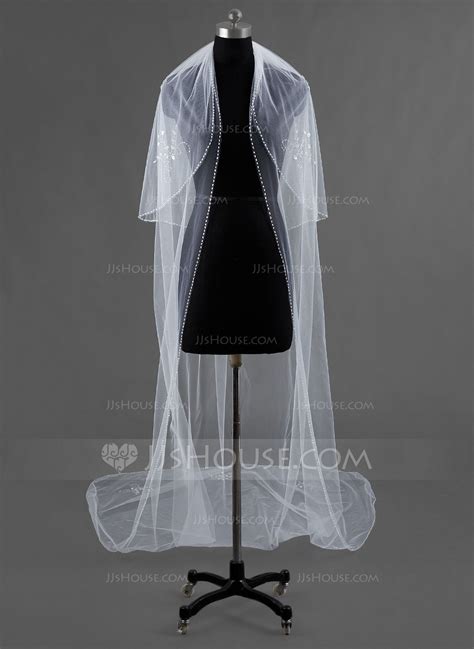 Two Tier Chapel Bridal Veils With Beaded Edge 006060186 Jjshouse