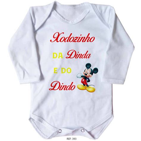 Body Bebê Personalizado Xodozinho Da Dinda E Do Dindo Mickey
