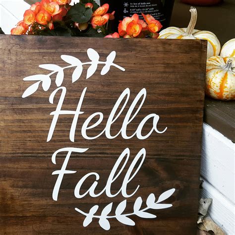 Hello Fall Rustic Wooden Sign Fall Decor Birthday T For Her