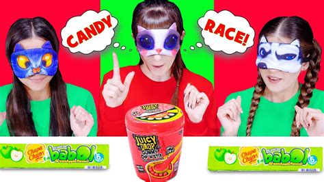 Asmr Candy Race Green And Red Sour Candy Eating Sounds Lilibu Youtube