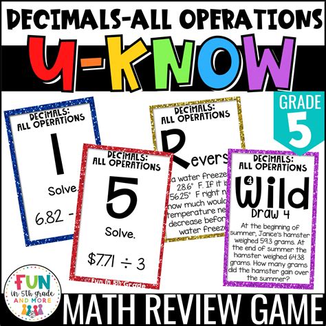Decimal All Operations Game U Know Math Review Game For 5th Grade 5