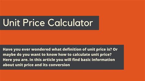 Unit Price Calculator