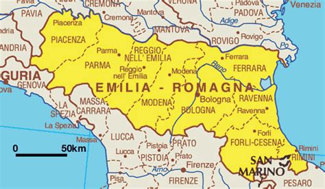 Kaart Italië Provincies Vakantie Emilia Romagna En Bologna Kaart