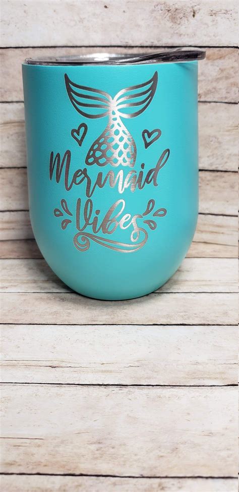 Mermaid Vibes Laser Etched Insulated Powder Coated Tumblers Etsy In