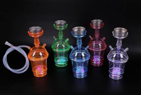 2020 Kkduck Mini Plastic Hookahs Portable Bongs Led Shisha Travelling