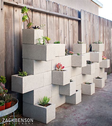 Like the plant stand made of cinder block, it brings a unique impression and blends with the surrounding environment. Succulent Planter Wall - Contemporary - Landscape - San ...