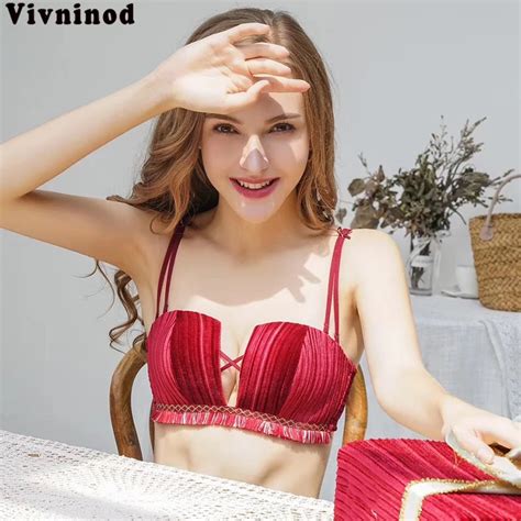 2019 hot high quality velvet women underwear seamless sexy tassels bra set comfortable lingerie