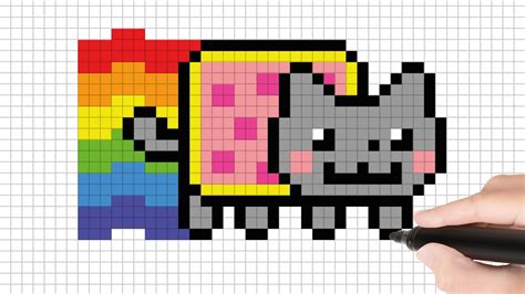 Cara Menggambar Nyan Cat Easy Pixel Art Youtube