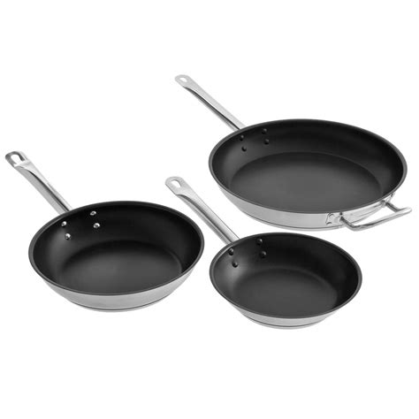 Vigor 3 Piece Induction Ready Stainless Steel Non Stick Fry Pan Set 8
