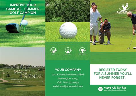 Summer Golf Tri Fold Brochure Template In Pages Illustrator Publisher