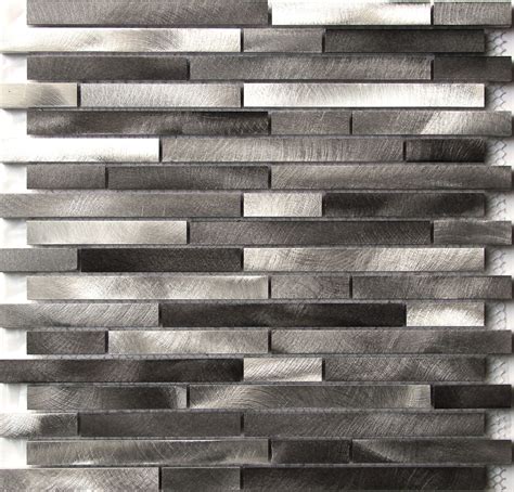 Modern Metal Stainless Steel Linear Glass Mosaic Tile Kitchen Black Gray 1sf Floor And Wall Tiles