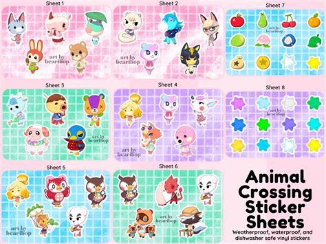 Cute Animal Crossing Sticker Sheets Etsy