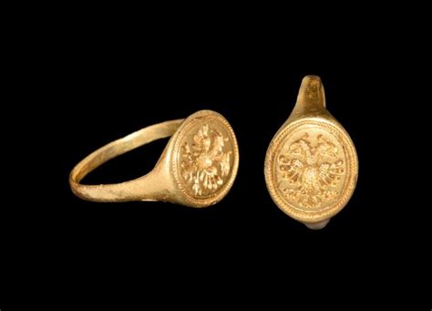 Medieval Gold Signet Ring With Eagle