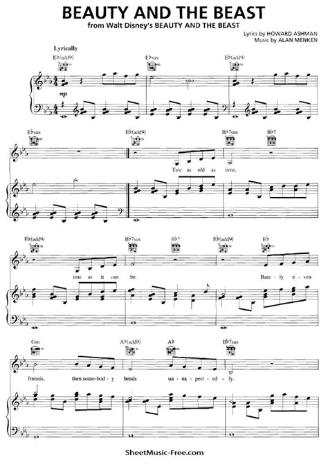 Disney Sheet Music Piano Free Printable