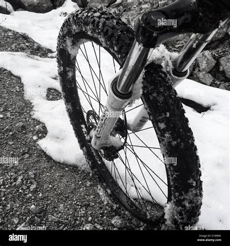 Snowy Mountain Biking Bliss Stock Photo Alamy
