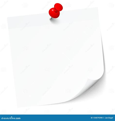 Single White Sticky Note With Red Pin Stock Vector Illustration Of
