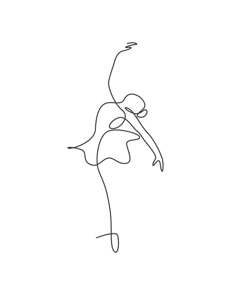One Continuous Line Drawing Woman Beauty Ballet Dancer In Elegance