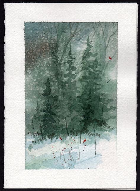 Hand Painted Watercolor Christmas Card By Mjonesart On Etsy