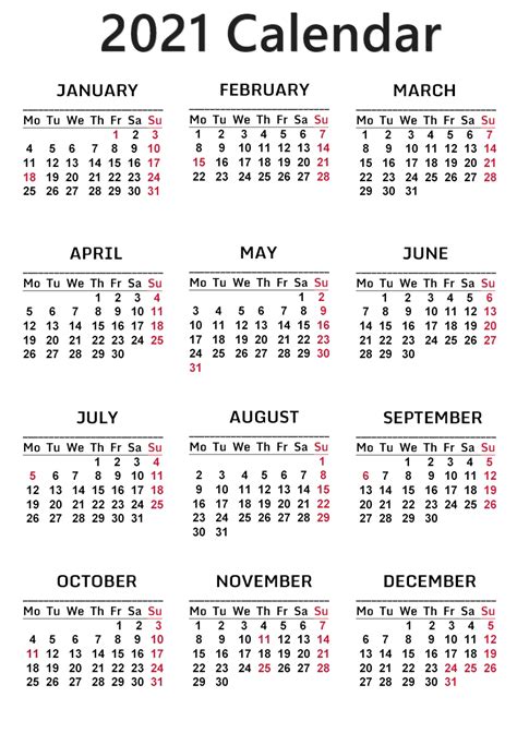 Calendar 2021 Png Free Download Png All