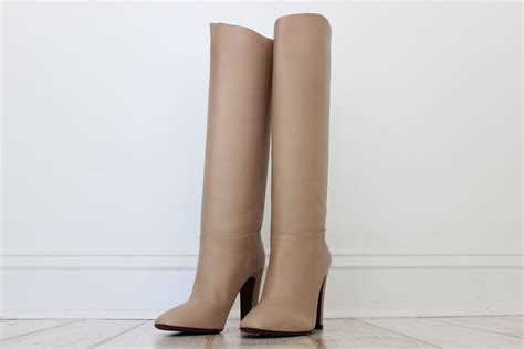 Valentino Nude Leather High Heel Tall Boots 38