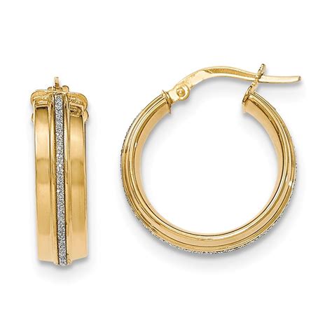 Gemapex 14k Yellow Gold Earring Hoop Womens 21 Mm 575 Polished