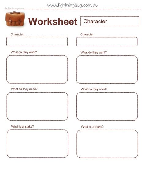 Creating A Character Worksheet