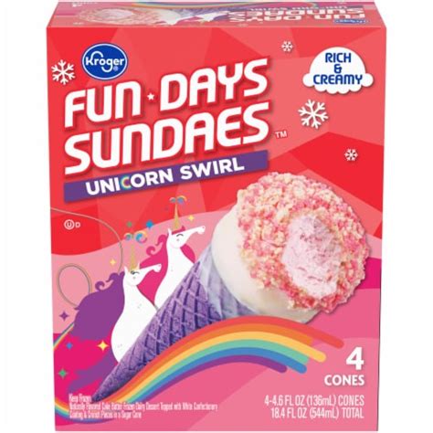 Kroger Fun Days Sundaes Unicorn Swirl Sundae Cones 4 Ct Pick ‘n Save