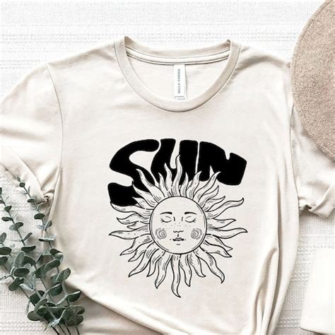 Sun T Shirt Celestial Graphic Tee Vintage Boho Tee Sun Moon Etsy