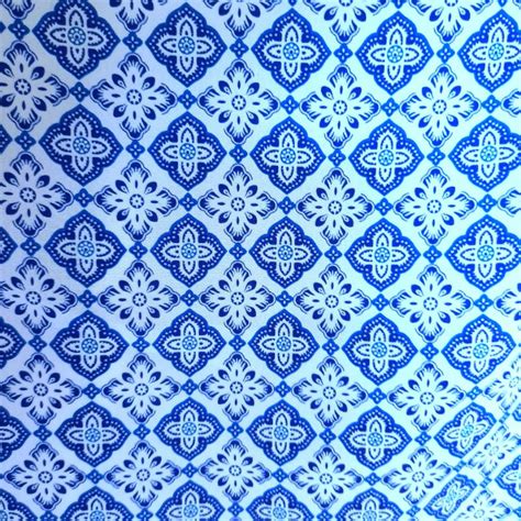 Jual Kain Batik Meteran Motif Batik Kawung Biru Putih Shopee Indonesia