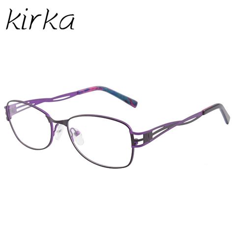 Kirka Fashion Purple Metal Frame Eyeglasses For Women Female Vintage Glasses Clear Lens Optical