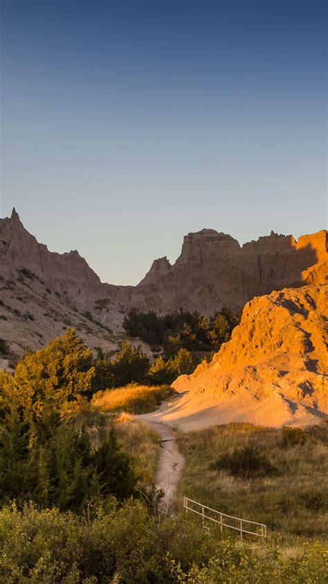 Download Wallpaper 938x1668 Mountains Trail Sunset Landscape Nature