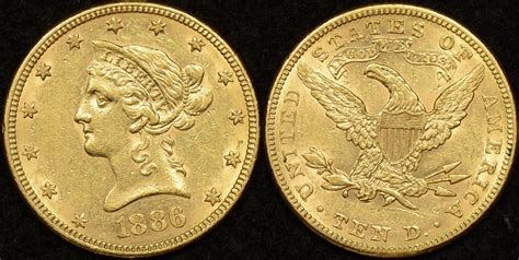 Usa 1886 Ten Dollar Gold Coin The Purple Penny