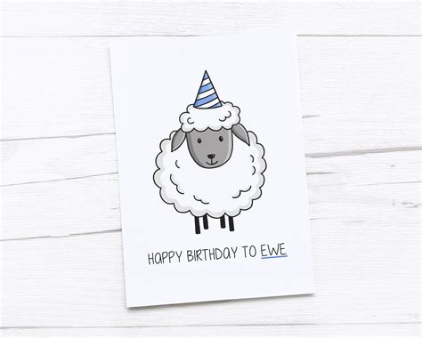 Happy Birthday Card Sheep Etsy Uk