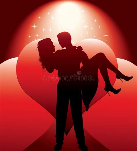 Couple Silhouette With Hearts Stock Vector Illustration Of Kiss