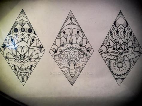 Diamond Dotwork Trio Of Mandala Insects By Alex Ai On Deviantart