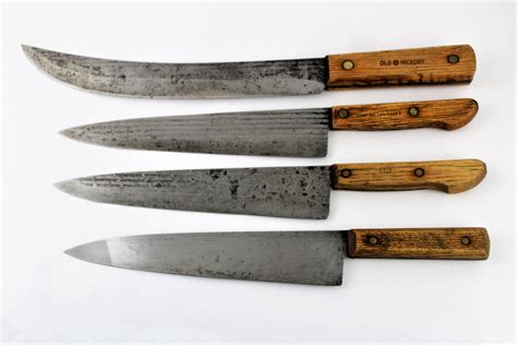 Vintage 1940s Set Of Four Old Hickory Chefs Knives