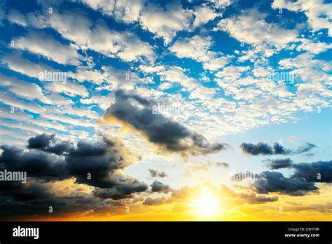 Sunrise With Sun Rays And Clouds Stock Photo Alamy