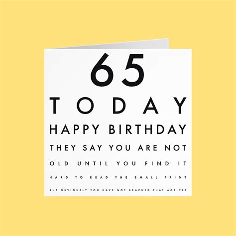 Humorous Joke 65th Birthday Card 65 Today They Say You Are Etsy Uk