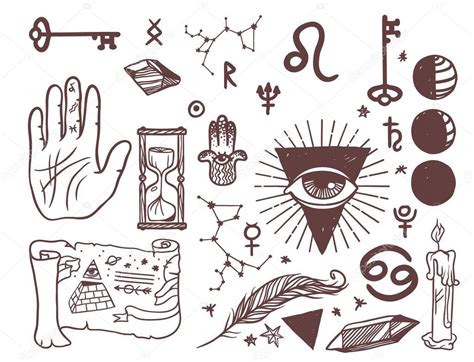 Símbolos Esotéricos Vetor Moderno Desenho Mão Desenhada Religião Free