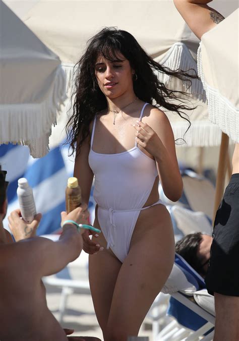 Camila Cabello Wearing In White Bikini Hits The Beach In Miami Gotceleb