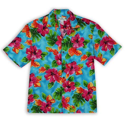 Hawaiian Shirt Hibiscus Watercolor Turquoise
