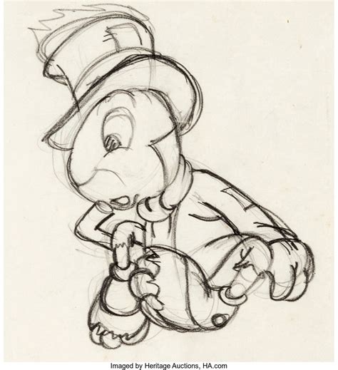 Pinocchio Jiminy Cricket Production Drawing Walt Disney 1940
