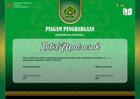 Sertifikat Piagam Pesantren Kilat Ramadhan File Cdr Intel Madrasah