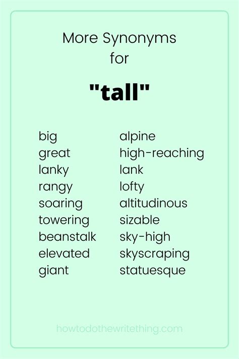 Synonyms Of Tall Tall Synonyms Words List Meaning And Example Sentences