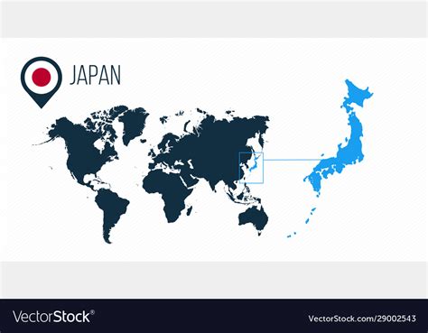 Japan Map Located On A World Map With Flag And Vector Image